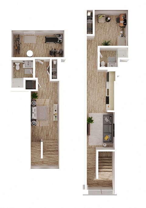 Floor plan for studio, 1.5 baths, 1102 sqft